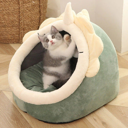 Panier pour chat très doux et chaud avec jeu de balle - Coussin amovible